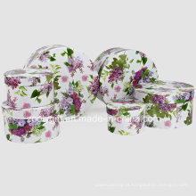 Exquisite flor impresso papel embalagens cosméticos caixas de presente redondo